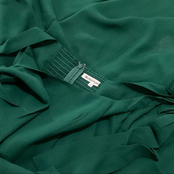 BEST Reformation Twilight Midi Dress Sz2/2p Emerald Green Wedding Cocktail - Picture 7 of 9